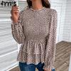 Women's Fashion Casual Spring Autumn Leopard Print Long Sleeve Blouses & Shirts