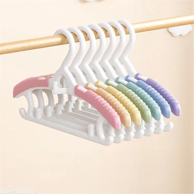7pcs Rainbow Plastic Adjustable Baby Hangers 28-37cm Combinable for Clothes Organizer Baby Newborn Cloth