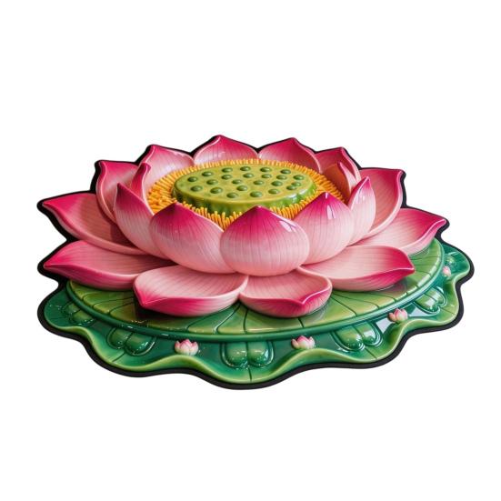 3D Lotos Fußmatte Realistische Blume Wohnzimmerteppich Waschbar Rutschfeste Teppich für Zuhause Meditationsraum Schlafzimmer Dekoration