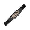 Women's Waist Belts Retro Waistband Golden Leaf Elastic Waist Closure with Double Hook Buckle Wide Belt Fashion Elegant Women Belt for Skirt