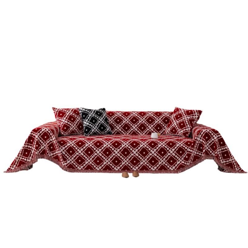 Vintage Thicken Chenille Sofa Cover Sofa Blanket Simple Cushion Ins Wind Sand Hair Towel Fashion Lunch Blanket Sofa Towel