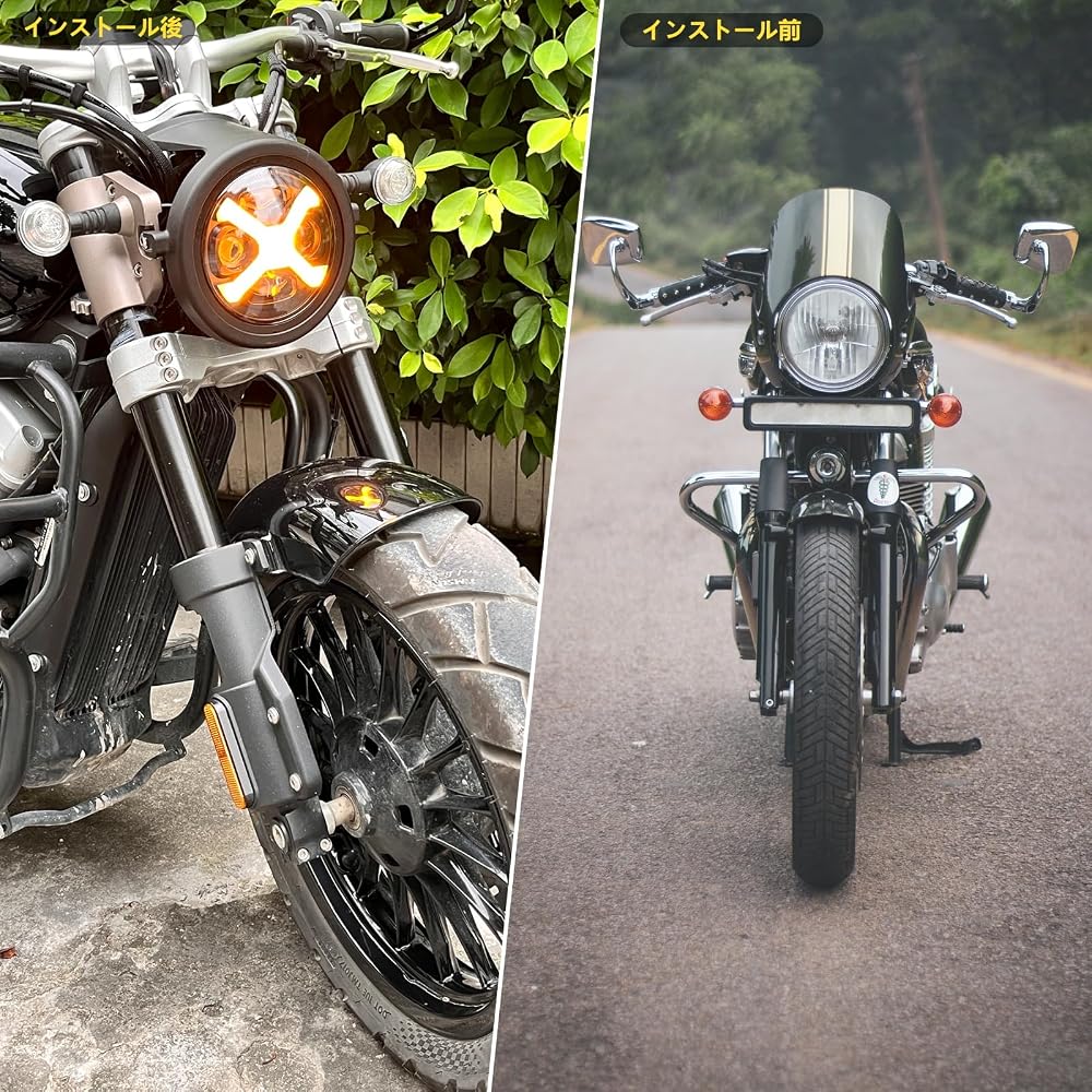 Vancroser 5.75 Inch Motorcycle Headlight Yellow DRL White Hi/Lo LED Compatible with Harley Suzuki Yamaha Honda Rebel 250
