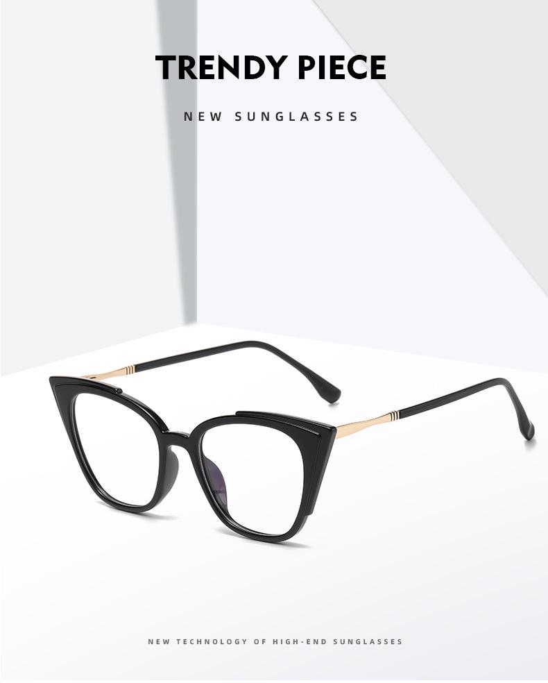 Women's Cat-Eye Prescription Glasses with Spring Hinge, Anti-Blue Light Slimming Design for Larger Faces.