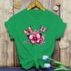 Flowers Butterfly Print Tshirt Summer Fashion Casual Short Sleeve Round Neck Tops Women/Mens T-Shirts