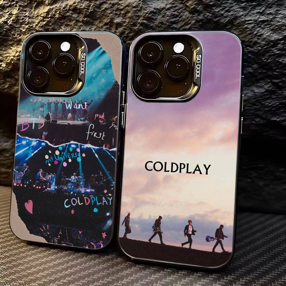 Band C-Coldplay cool Phone Case For iPhone 17,16,15,14,13,12,11 Plus,Pro Max,XS,Colored Silver Plated Inside Cover
