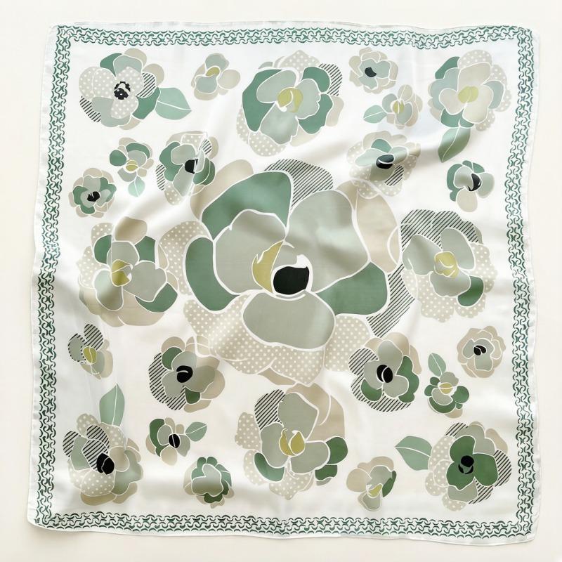 Women S Floral Printed Square Scarf Sun Protection Neck Shawl Spring Autumn