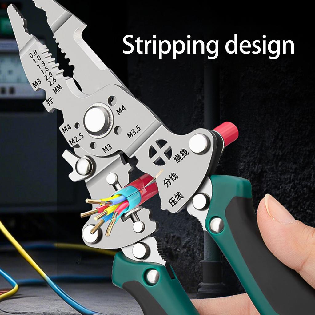 Multifunctional Folding Wire Stripper Cable Cutter with Builts In Voltage Tester for Electricians and DIY Enthusiasts