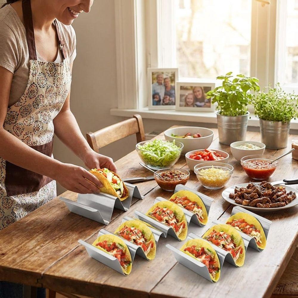V-Shaped Taco Rack Tray Stainless Steel Taco Stand Rack Sushi Holder Kitchen Dining