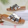 Gold Strap Slip On Sandals Women Summer 2025 Chunky Platform Wedge Heels Shoes Woman Plus Size Rivet Sole Outdoor Slippers Woman