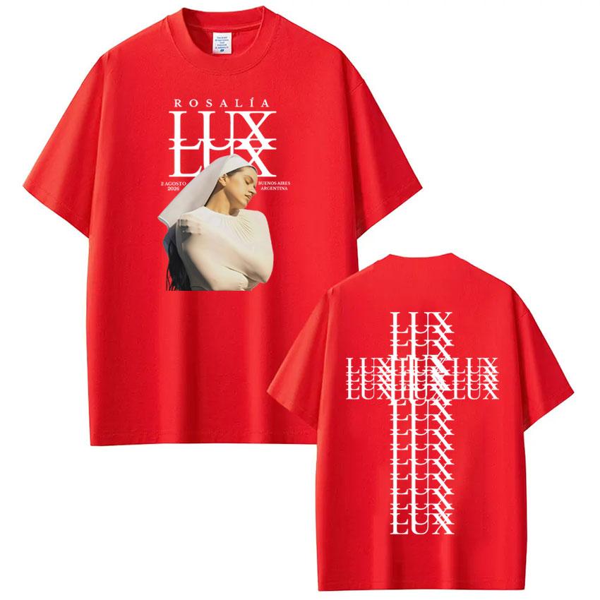 Певица Розалия LUX 2026 Тур Графическая Футболка Мужская Женская Мода Хлопковая Футболка Оверсайз Свободная Эстетика Футболки Подарки для Фанатов Топы S