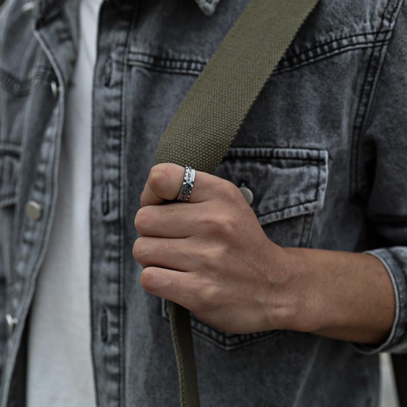 Antique Native American Vintage Motifs Ring Gothic Adjustable Open Ring For Men&Women Handmade Alloy Jewelry Accessories Gift