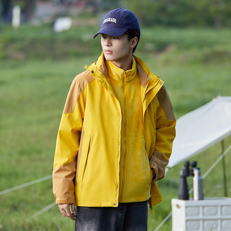 Mountain Couple Jacket Men's and Women's Three-in-one Removable Two-piece Set Custom Windproof and Waterproof Outdoor Trendy Jacket