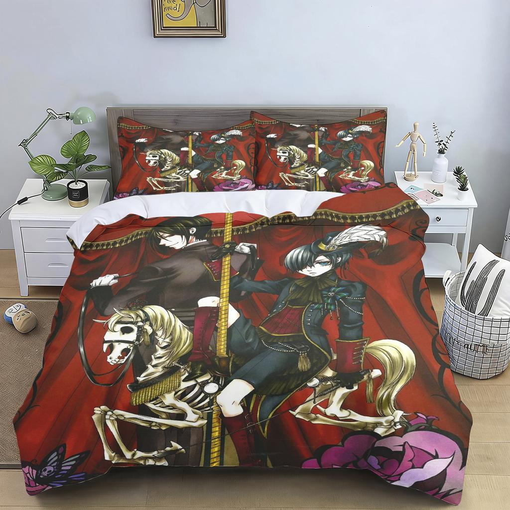2/3pcs Bedding Set Cartoon Japanese Manga Black Butler Duvet Cover Childlike Bedroom 100% Polyester Adult Gift