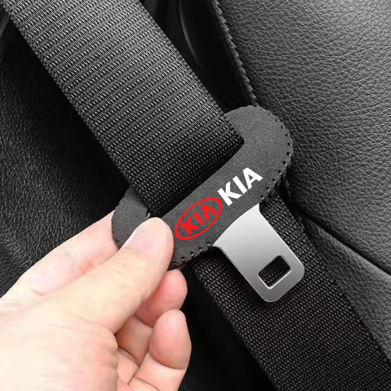 BBEK9 Car Seat Belt Buckle Suede Wear Resistant Protector Cover For Kia Sportage Ceed Picanto Rio ProCeed Niro K7 K5 K8 K3 Sorento K9