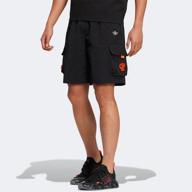 Adidas Originals Trefoil X Kentaro Kobayashi Co-branded Solid Embroidered Multi-pocket Cargo Shorts Men Shorts Black HR6444