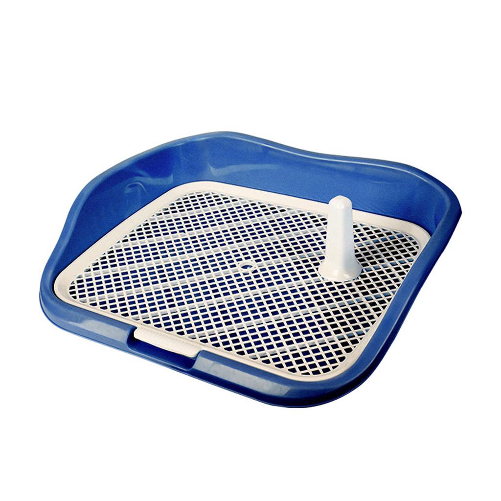 Dog Potty Tray with Raised Fences Removable Mesh Grid Pad and Post Prevent Splashing Large Space Dog Training Toilet