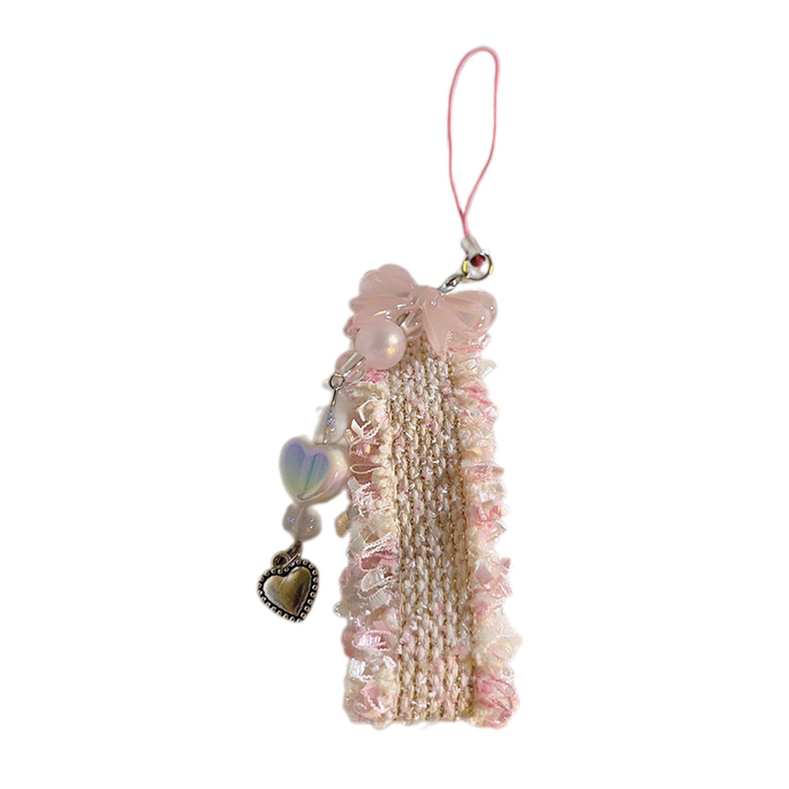 

Подвеска для мобильного телефона в виде бабочки, бант, цепочка для телефона из бисера, съемный шнурок для телефона, стильные ремешки для телефона, украшения для сумки розовый