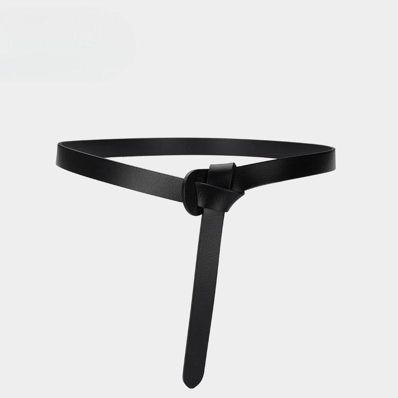 Cowhide Belt for Women Fashion Versatile Small Suit Decoration Windbreaker Sweater Knotted Women Genuine Leather Belt