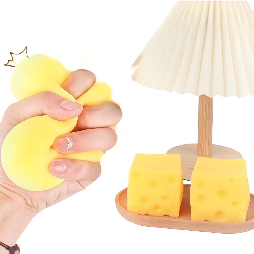 Squishy Square Cheese Squeeze Toys Slow Rebound Push Stress Relief Sensory Toy Soft Butter Cheese Fidget Toy Christmas Present