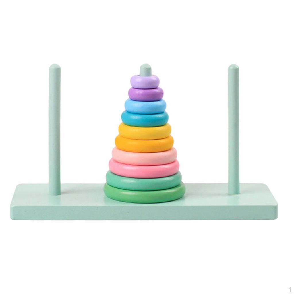 Wooden Stacking Rings Toy Sensory Intellectual Stacker Montessori for Ages 6+ Months