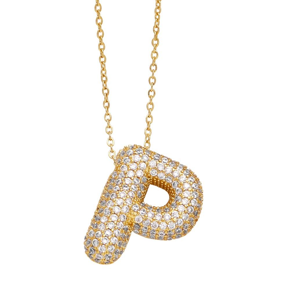 Alphabet 26 Letters Necklace Gold Color Women Sweater Chain Simple A-Z Letter Clavicle Chain  Daily
