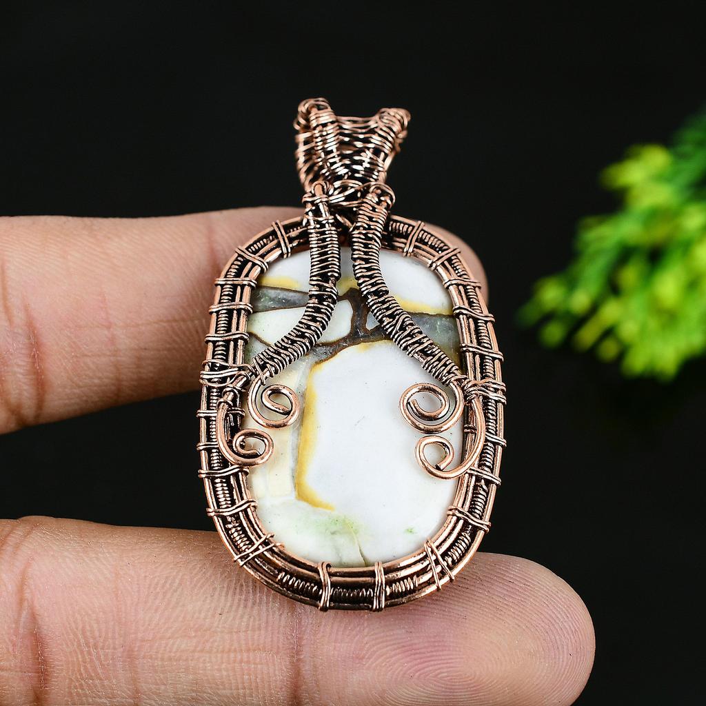 Chrome Chalcedony Handmade Copper Wire Wrap Jewelry Pendant 2 S6G48