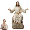 Jesus Open Arm Blessing Statue with Bible Verse Base Resin Christian Figurine Inspirational Religious Sculpture for Desk Mantel Prayer Room