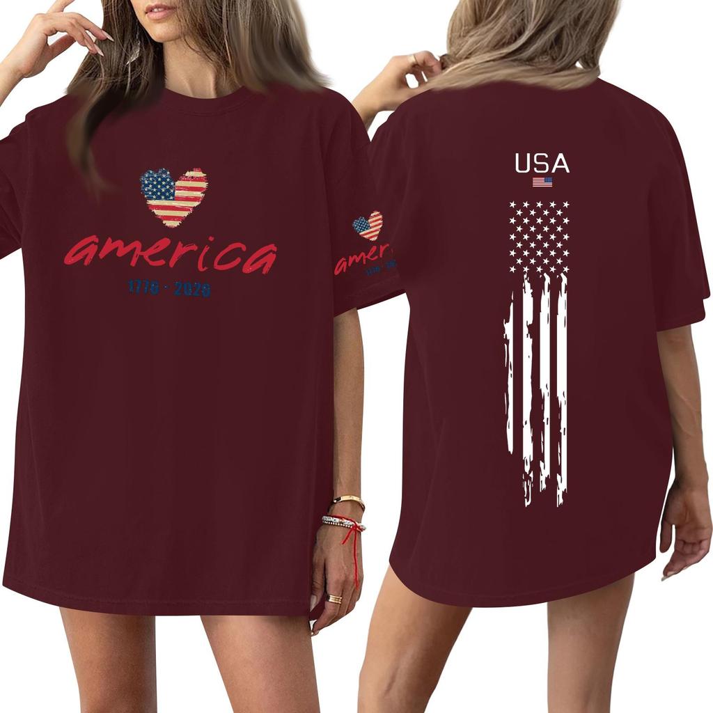 Women's Casual Fashion Round Neck Casual Print Short Sleeve T-Shirt Top