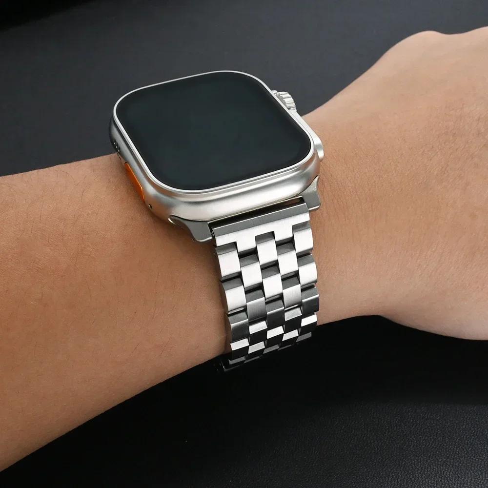 Stainless Steel Luxury Strap for Apple Watch 10 46mm Ultra 2 49mm Metal Bracelet for Iwatch Series 9 8 7 6 5 4 Se 45mm 44mm Band