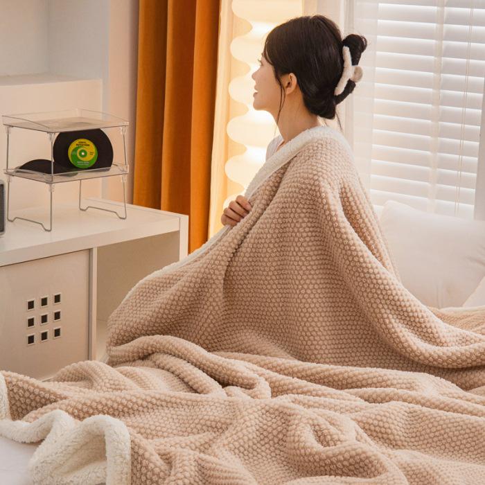 Winter Double-Layer Lambswool Flannel Blanket for Office or Nap Use