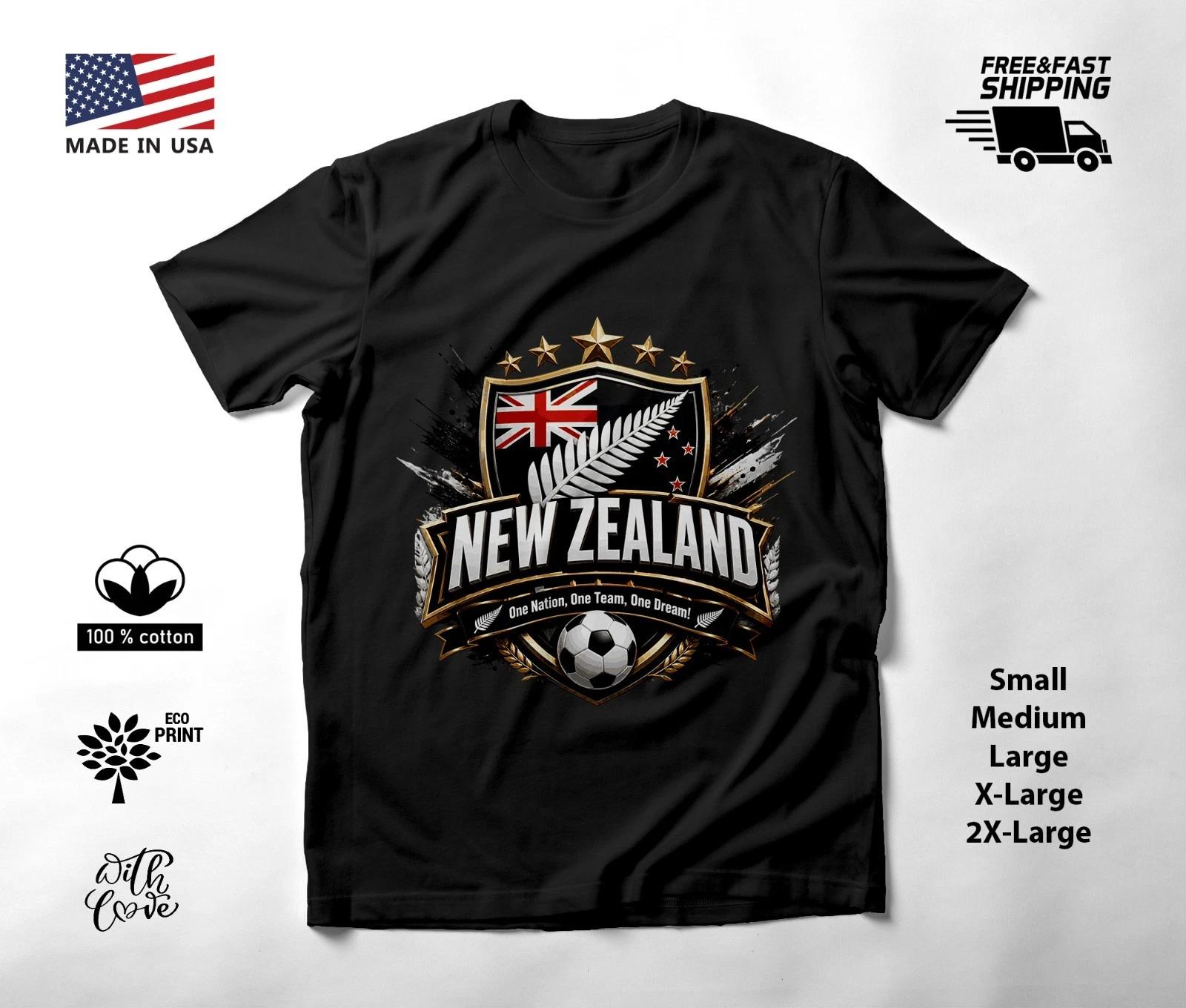 NEW ZEALAND - NEW World Cup 2026 Football Soccer Fans Black T-Shirt Tee Shirt S