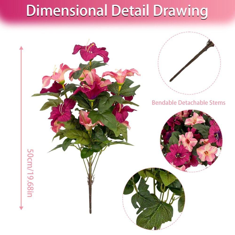 Weatherproof Artificial Morning Glory Flowers Silk Material Faux Petunia Flowers  Hanging Basket