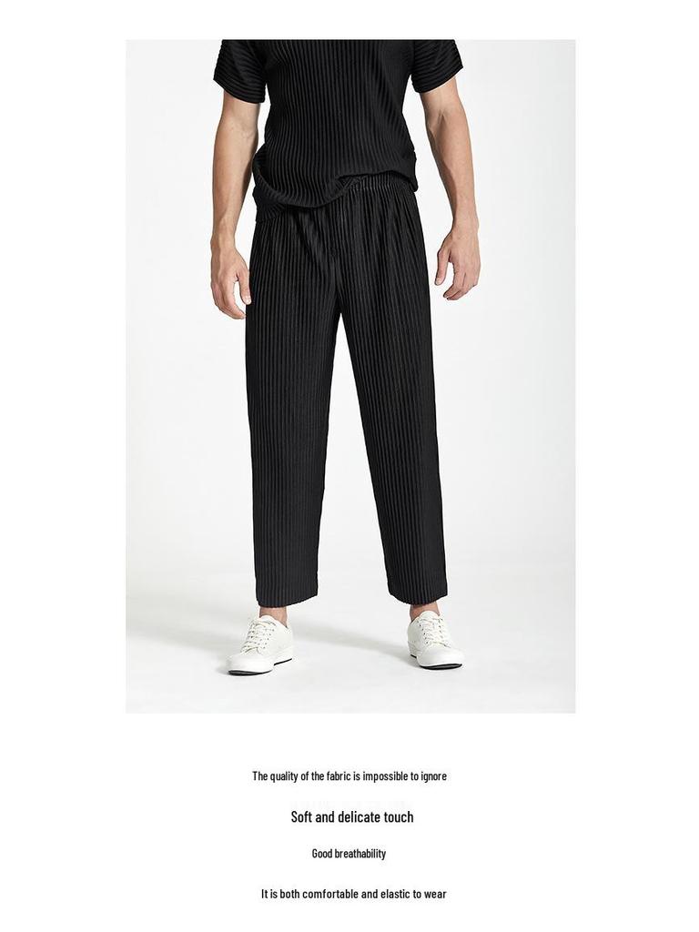 Men's Pleated Casual Pants - 2021 Summer Loose Fit, Plus Size, High Elastic, Straight Leg Trousers