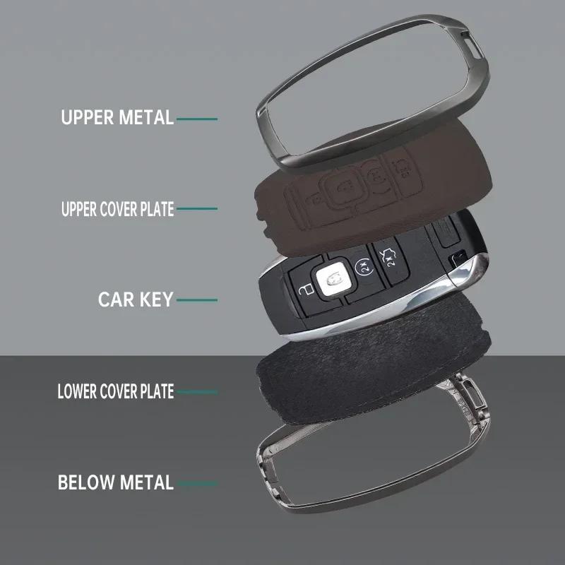 Interior Mouldings Leather Car Key Case Shell Cover for Lincoln Continental Navigator Z MKZ MKC MKX Nautilus Aviator Corsair She