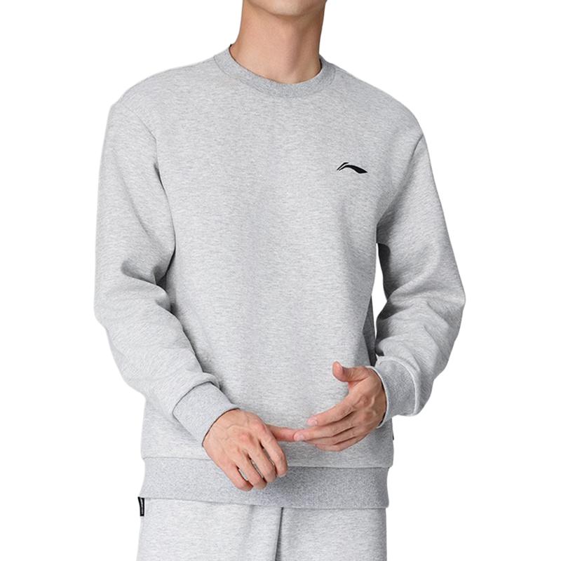 Li-Ning Cotton Skin-Friendly Wrinkle-Resistant Pilling-Resistant Versatile Ribbed Solid Basic Sports Casual Crew Neck Regular Sweatshirt ASWDVE4-12-2