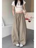 Women's Spring Retro Khaki Wide Leg Jeans: Slimming, Versatile, Loose Fit