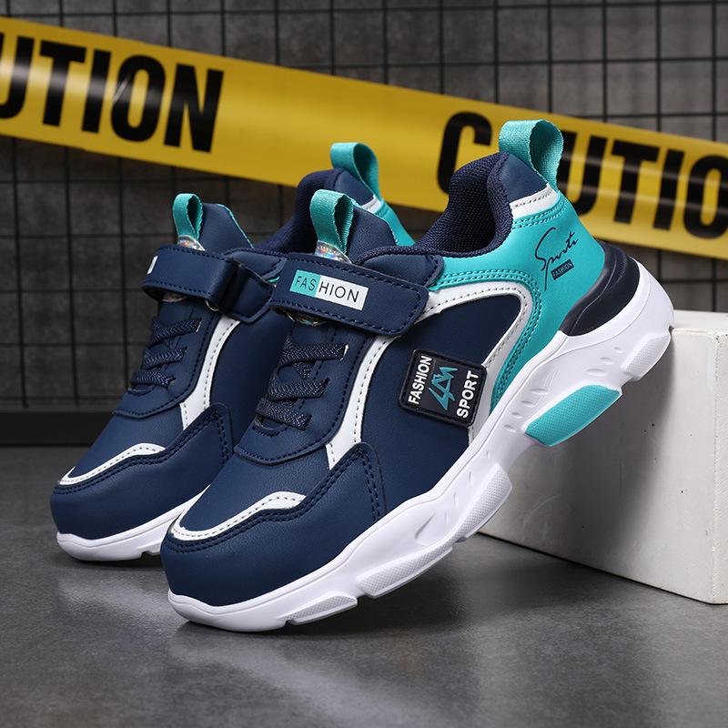 

22 spring and autumn new classmate children s leather blue ball sports shoes breathable dad shoes school style size 31/inner length of shoe is about 20.0cm