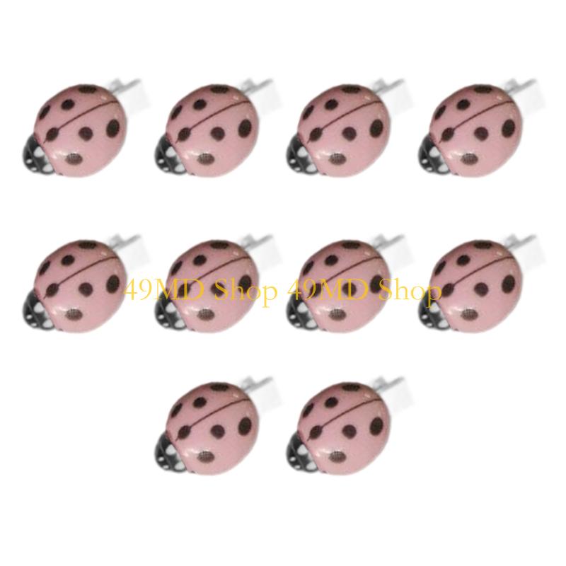 

49MD 10Pcs Ladybird Design Hair Clip for Women Girls Kids Barrettes Metal Clasp Hairpin for Parties School Activities рожевий