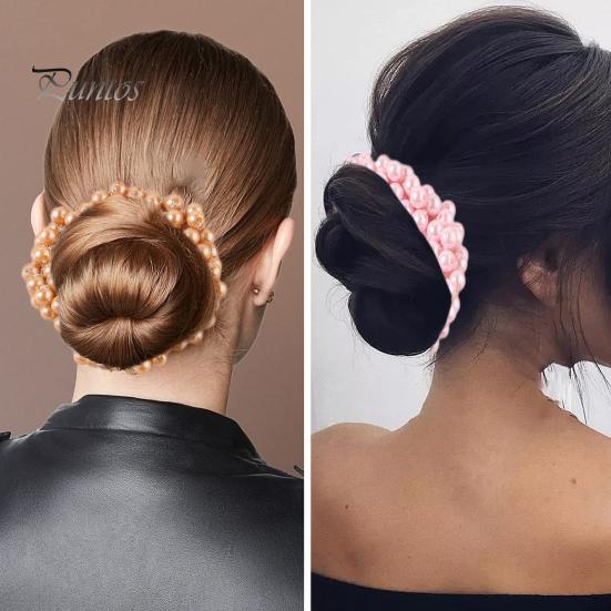 Buntes Haarseil mit Kunstperlen, hochelastisches Gummiband, Haargummi, hoher Pferdeschwanzhalter, Haar-Accessoire für Frauen