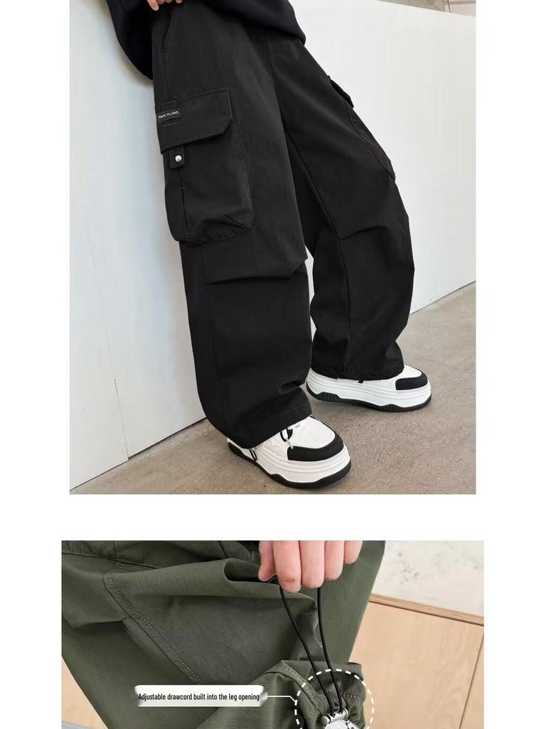 Boys' Thickened Fleece Sweatpants: Autumn/Winter Straight-Leg Warm Casual Pants for Ages 7-14