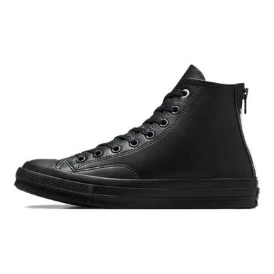 1970s Lace-up Waterproof Leather High Top Board Shoes Unisex Black & White
