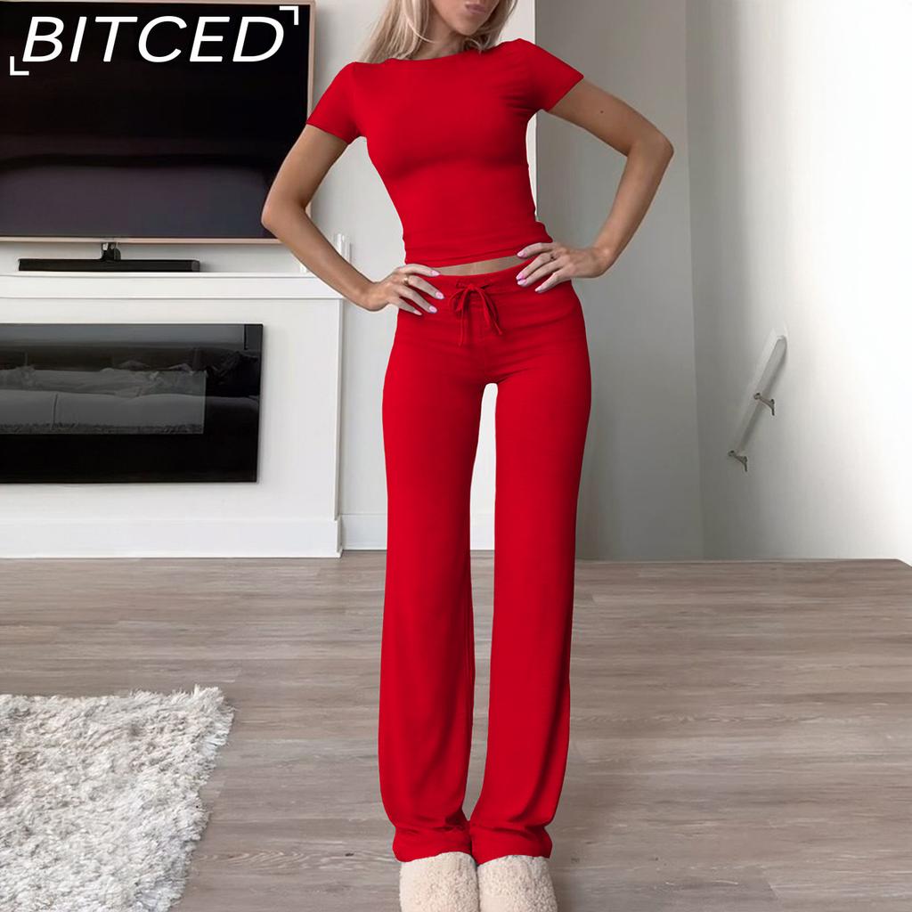 BITCED Women's Autumn/Winter Elegant Solid-Colour O-Neck Urban Casual Fashion Set