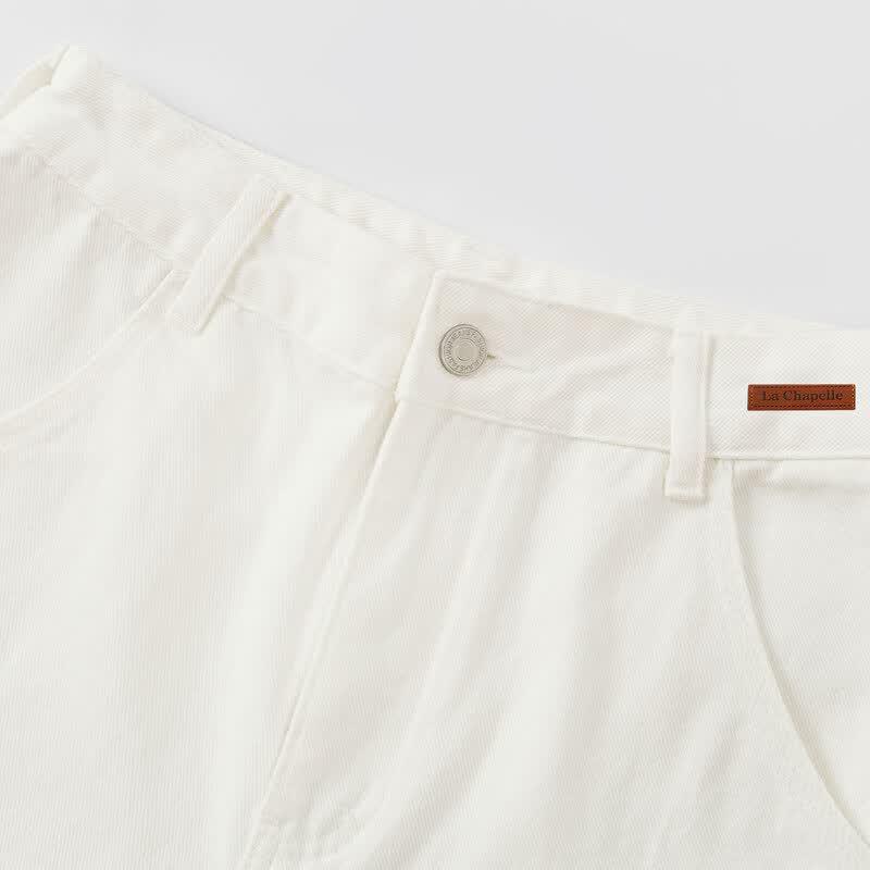 La Chapelle Women's 100% Cotton White Wide-Leg Denim Jeans