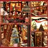 CRESYMME Miniature House Dollhouse Book Nook Kit Wooden DIY 3D Craft Christmas Decoration
