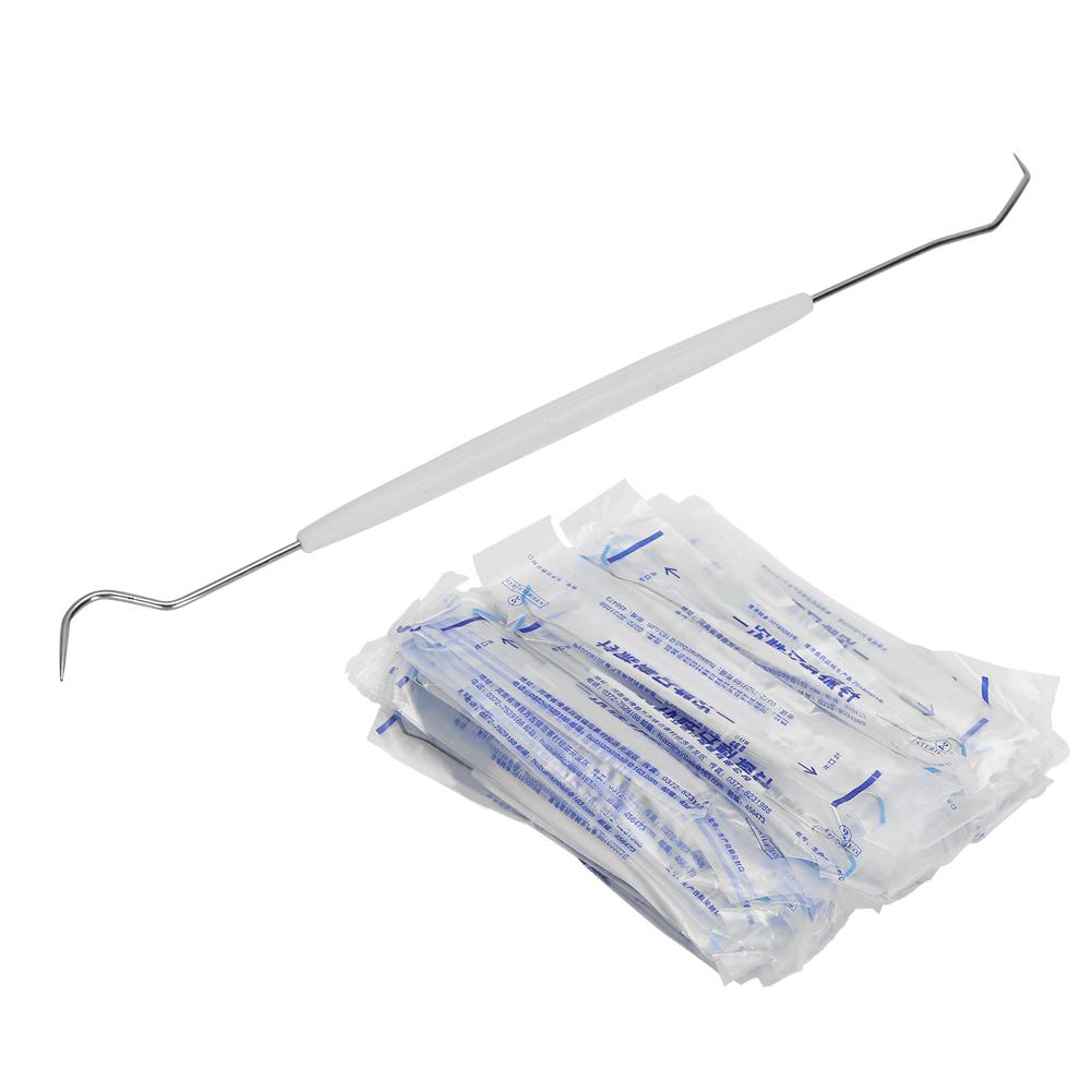 100pcs Disposable Dental Explorers Temporary Double Ends Probe Hook Pick Dental Tool
