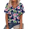 New Casual High-quality Retro Style 3D Women's Short Sleeved V-neck T-shirt