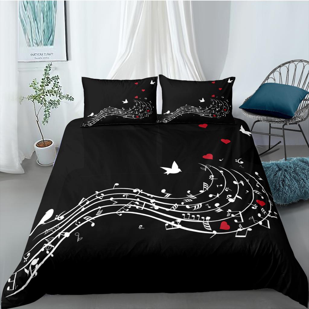 Comforter Music Music With G-Clef Key Instrument Rhythmic Design Queen King Twin Full Size 2/3Pcs Bedding Set