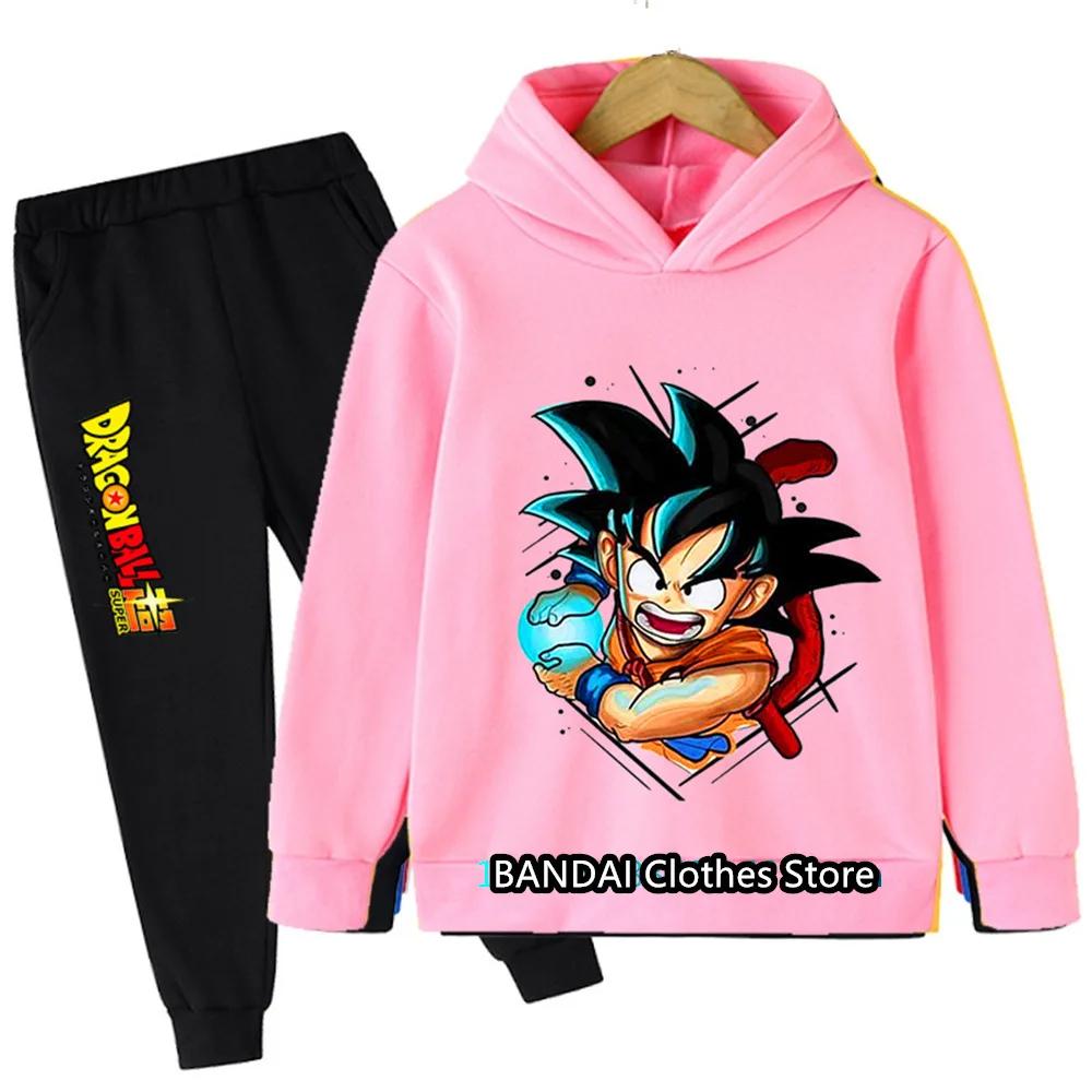 New 2025 Dragonball Hoodie Kids Spring Sportswear Boys and Girls Goku Sweatshirt Boys Clothes Girls Set Hoodie Pantsuit Children