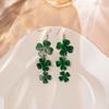 Glitter Lucky Green Shamrock Dangle Earring For Women Girls Irish Style St Patricks Day Earrings Lucky Acrylic Green Drop Earing