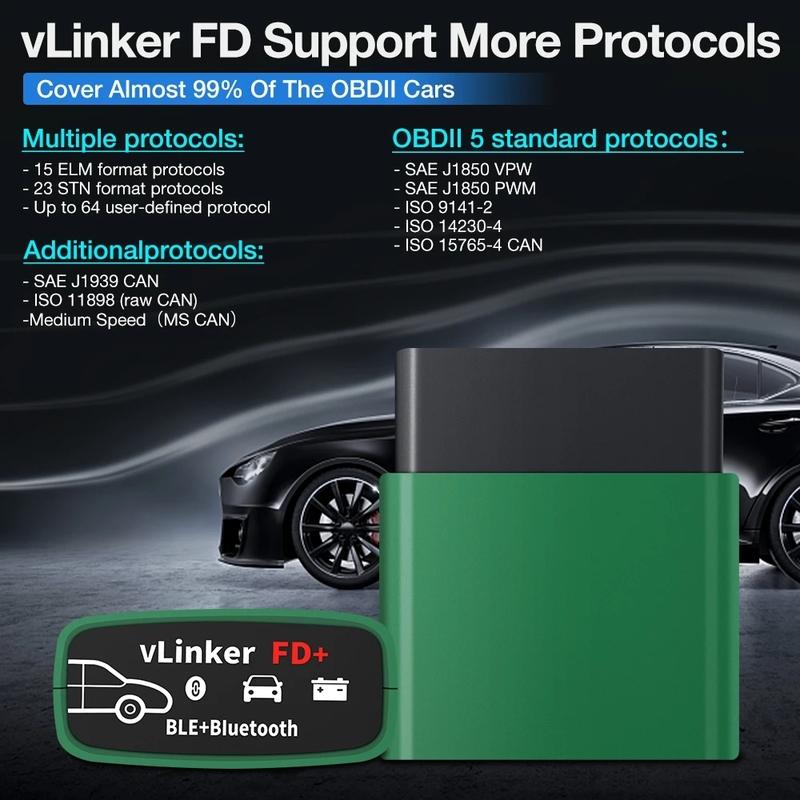 2025 Vgate vLinker FD+ V2.2 ELM327 BT4.0 Wireless  Car Diagnostic Tools OBD 2 Scanner J2534 PK V1.5 ELM 327 For Ford